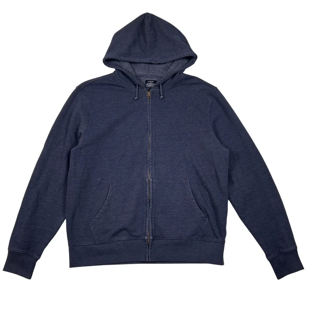 J.Crew‎ Hoodie Mens XL Navy Blue  Authentic Fleece Sweatshirt Full Zip Front